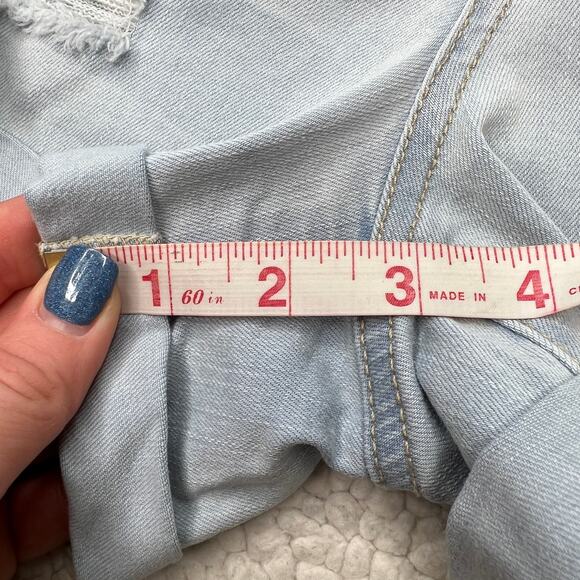 Aeropostale High Waisted Midi Light Blue Distressed Cuffed Short 8 - Picture 9 of 9